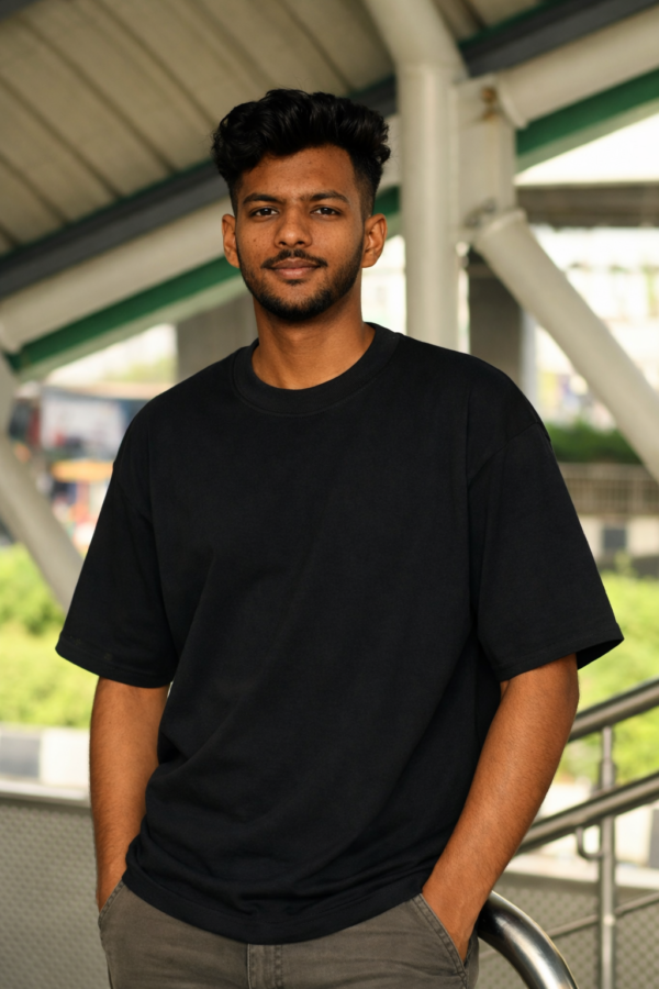 Black Oversize Drop Shoulder T-Shirt – Denim Plus Black oversize drop shoulder t-shirt modern streetwear by Denim Plus