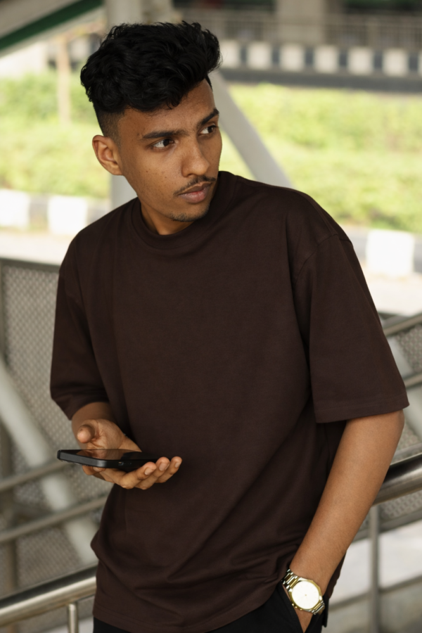 Chocolate Brown Oversize Drop Shoulder T-Shirt – Denim Plus Chocolate brown oversize drop shoulder t-shirt premium Lycra cotton streetwear by Denim Plus