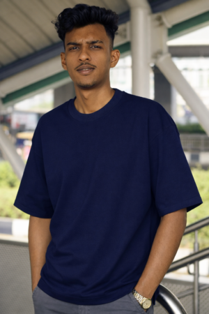 Navy Blue Oversize Drop Shoulder T-Shirt – Denim Plus Navy blue oversize drop shoulder t-shirt premium Lycra cotton streetwear by Denim Plus