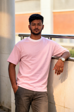 Pink oversize drop shoulder t-shirt premium Lycra cotton streetwear by Denim Plus