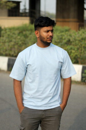 Sky Blue Oversize Drop Shoulder T-Shirt – Denim Plus Sky blue oversize drop shoulder t-shirt premium Lycra cotton streetwear by Denim Plus